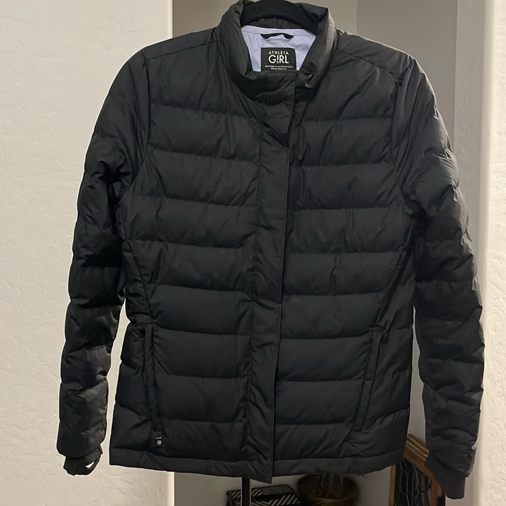 ATHLETA GIRL CAN'T SNOW ME DOWN JACKET in Black Full Zipper Puffer Size XXL 16.